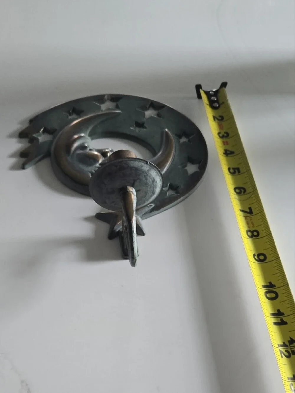 PartyLite Bronze Crescent Moon Wall Hook with Star Cutouts